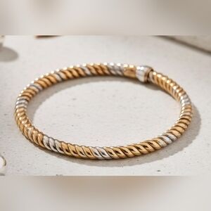 Emporio 925 Italy Gold Plated Twisted Rope Bangle NWT